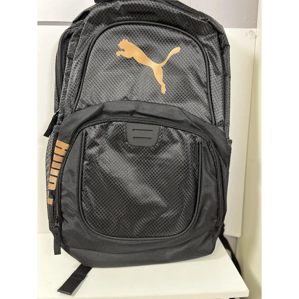 Puma Evercat Contender 3.0‎ Backpack Black w Rose-Gold Logo & Zips 19x13x6 in